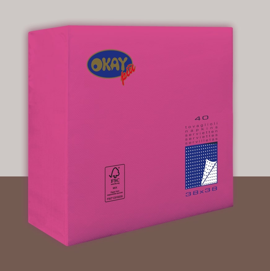 Tovaglioli ORTENSIA cm. 38X38 - 2 veli - Conf. 40 pz - Punta Punta