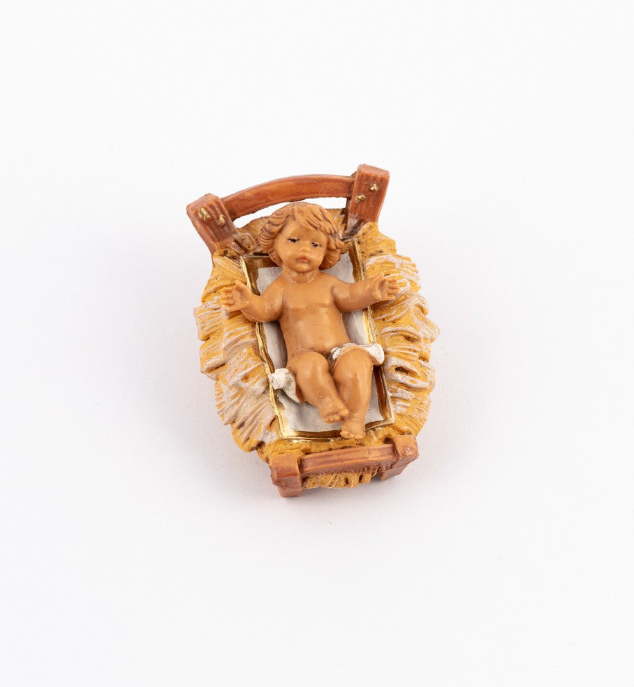 Statuine Presepe Tipo Legno - h. 9.5 - Gesù con Culla