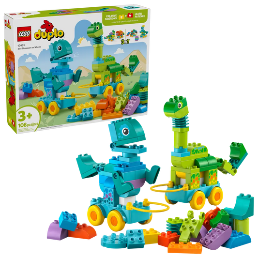 DISPONIBILE DA GIUGNO 2025 - 10451 Duplo - Dinosauri su ruote 3 in 1