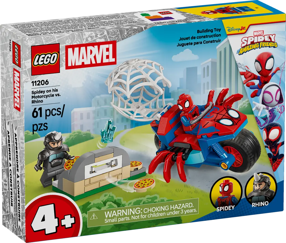 DISPONIBILE DA GENNAIO 2026 - 11206 LEGO Marvel Spiderman - Spidey sulla moto contro Rhino