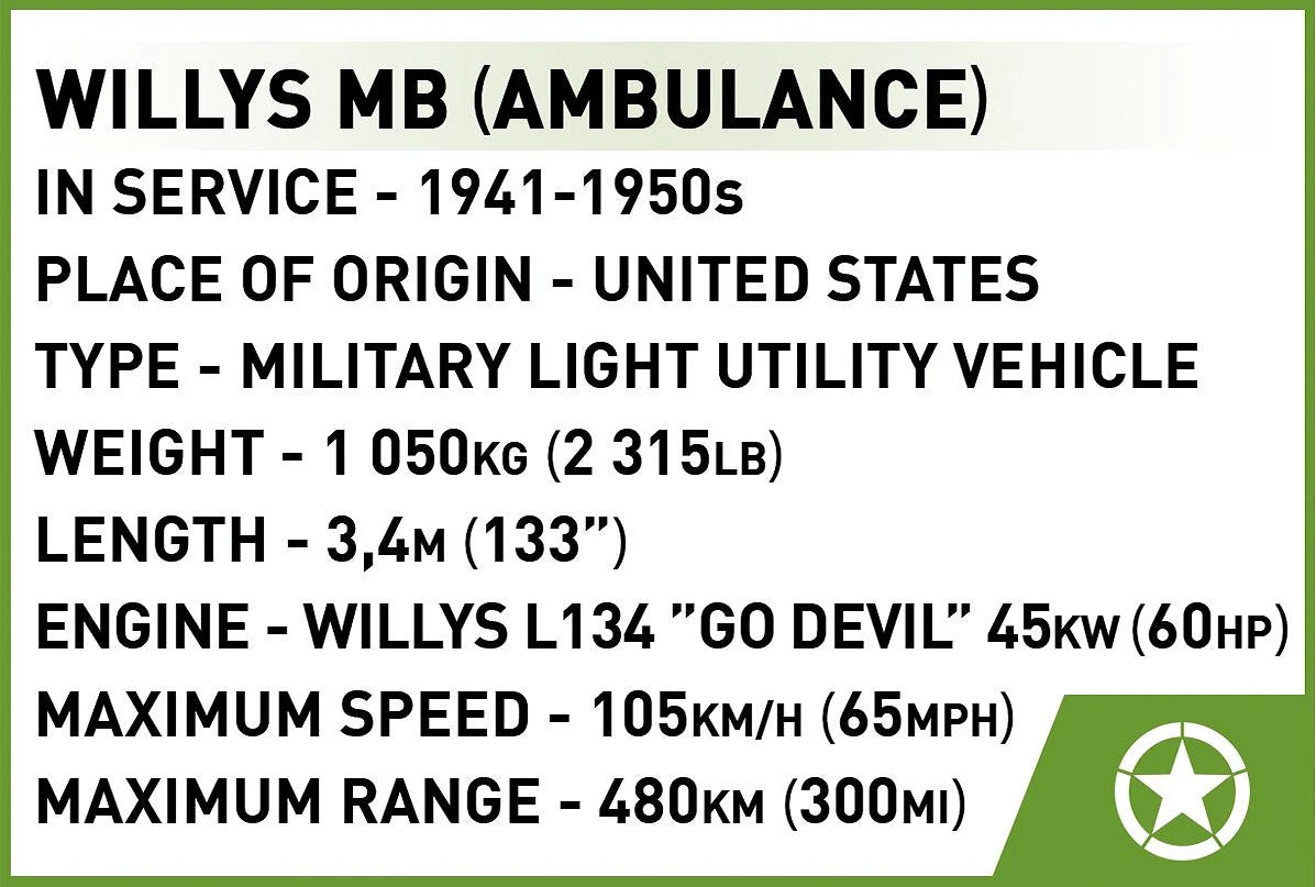 2295 COBI Historical Collection - World War II - Medical Willys MB