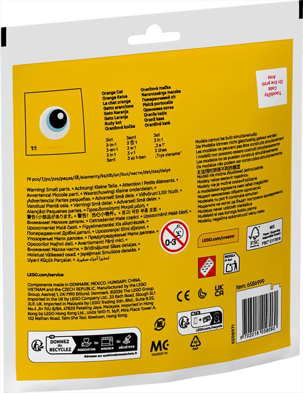 DISPONIBILE DA GENNAIO 2026 - 30714 LEGO Polybag Creator 3 in 1 - Gatto Arancione