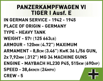 2587 COBI Historical Collection - World War II - Panzerkampfwagen VI Tiger I Ausf. E - Edizione esecutiva