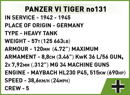 2588 COBI Historical Collection - World War II - Panzer VI Tiger no131