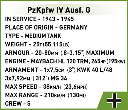 2592 COBI Historical Collection - World War II - PzKpfw IV Ausf. G
