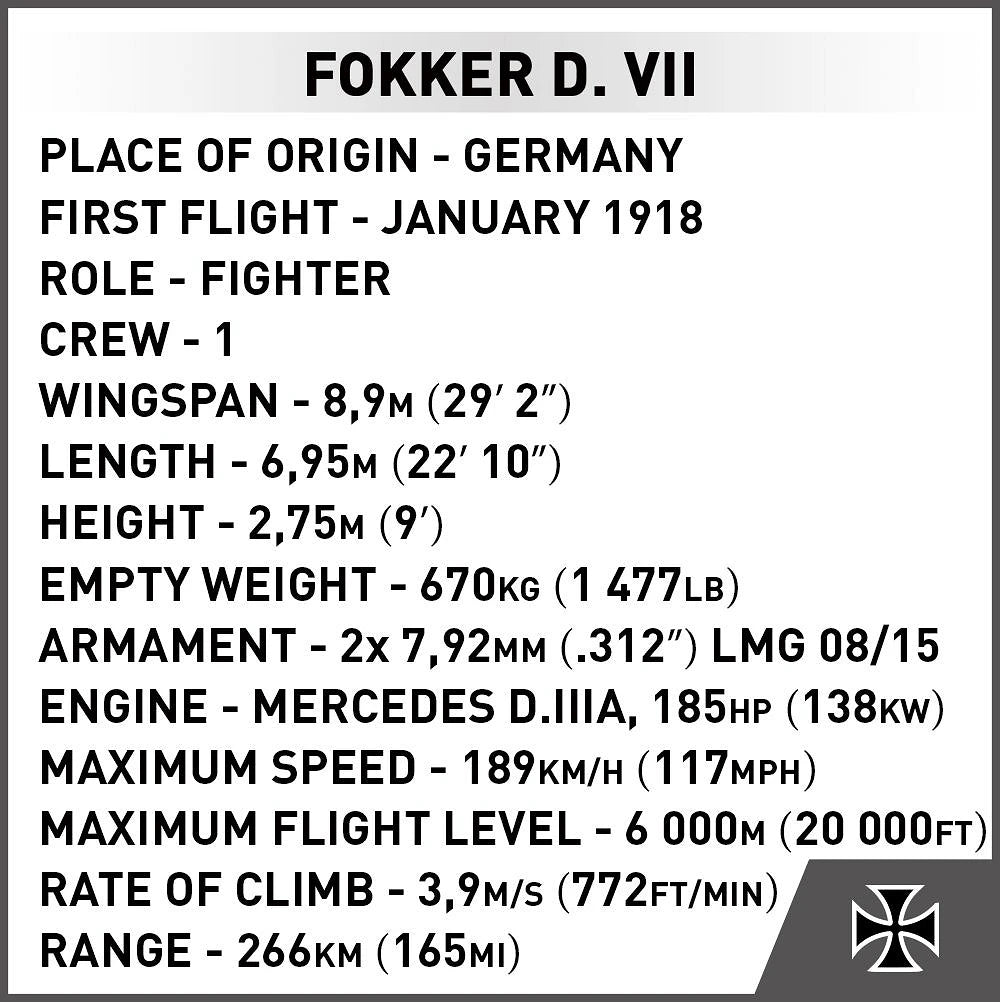 2994 COBI Historical Collection - World War I - Fokker D.VII
