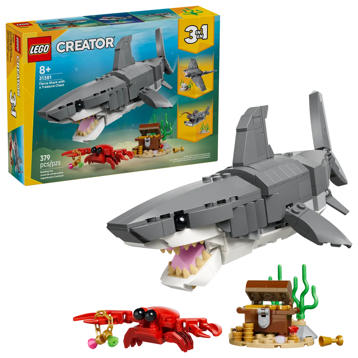 DISPONIBILE DA GENNAIO 2026 - 31381 LEGO Creator - Squalo con scrigno del tesoro