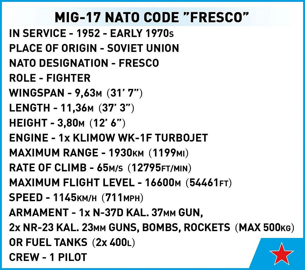 5823 COBI Cold War - MiG-17 NATO Code "Fresco"