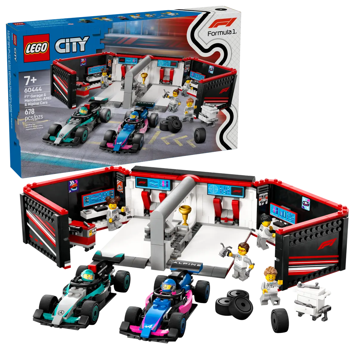 60444 LEGO City - Garage con monoposto Mercedes-AMG e Alpine F1®