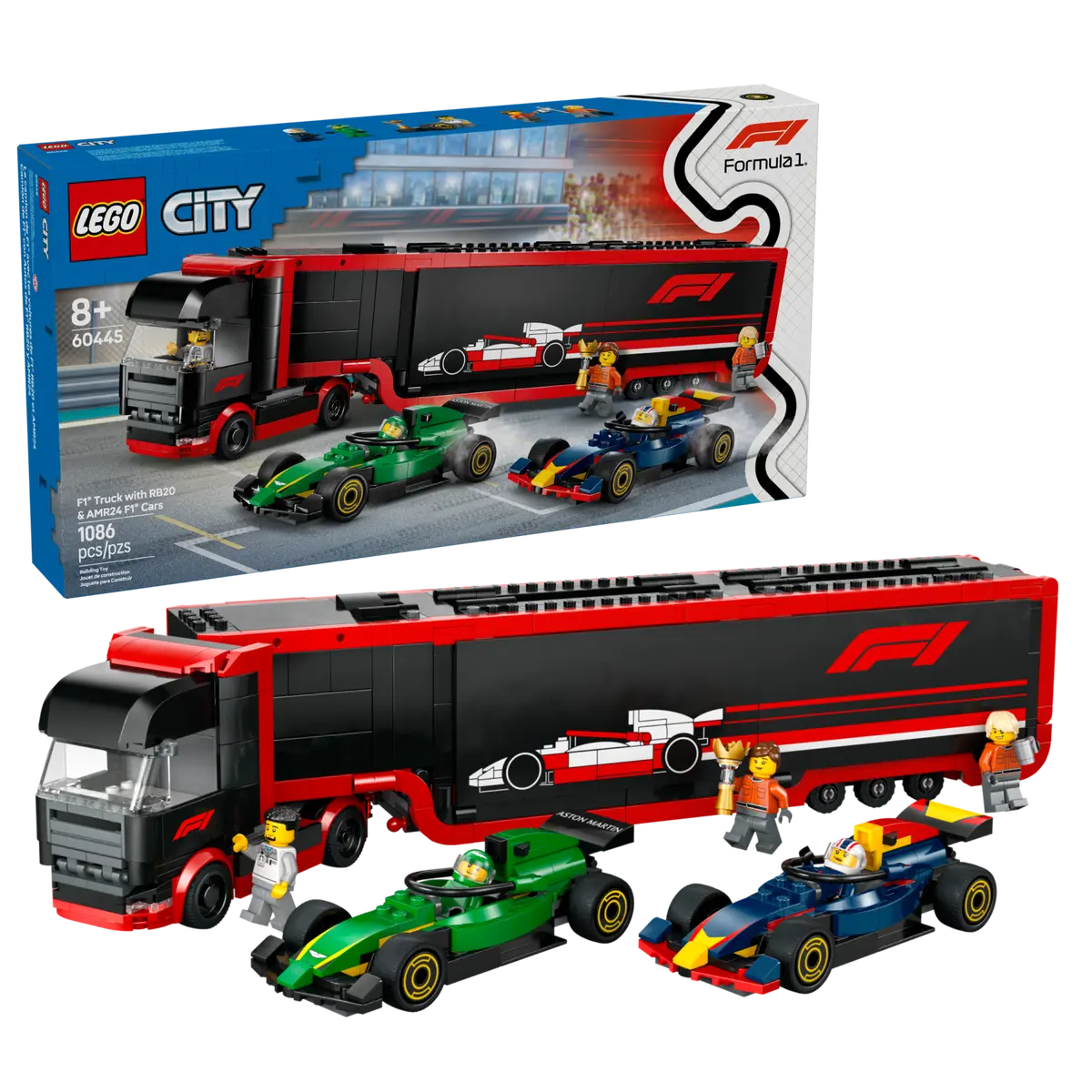 60445 LEGO City - Autotrasportatore F1® con monoposto RB20 e AMR24 F1®