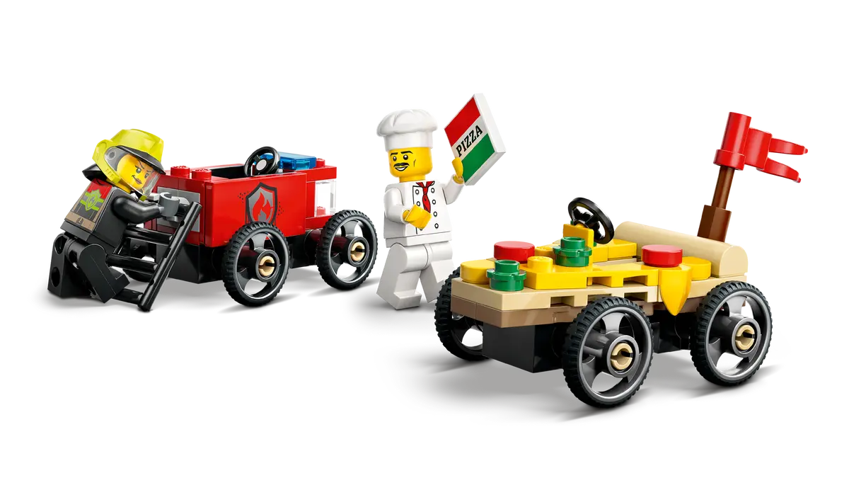 60458 LEGO City - Pack veicoli da corsa: pizzaiolo contro pompiere