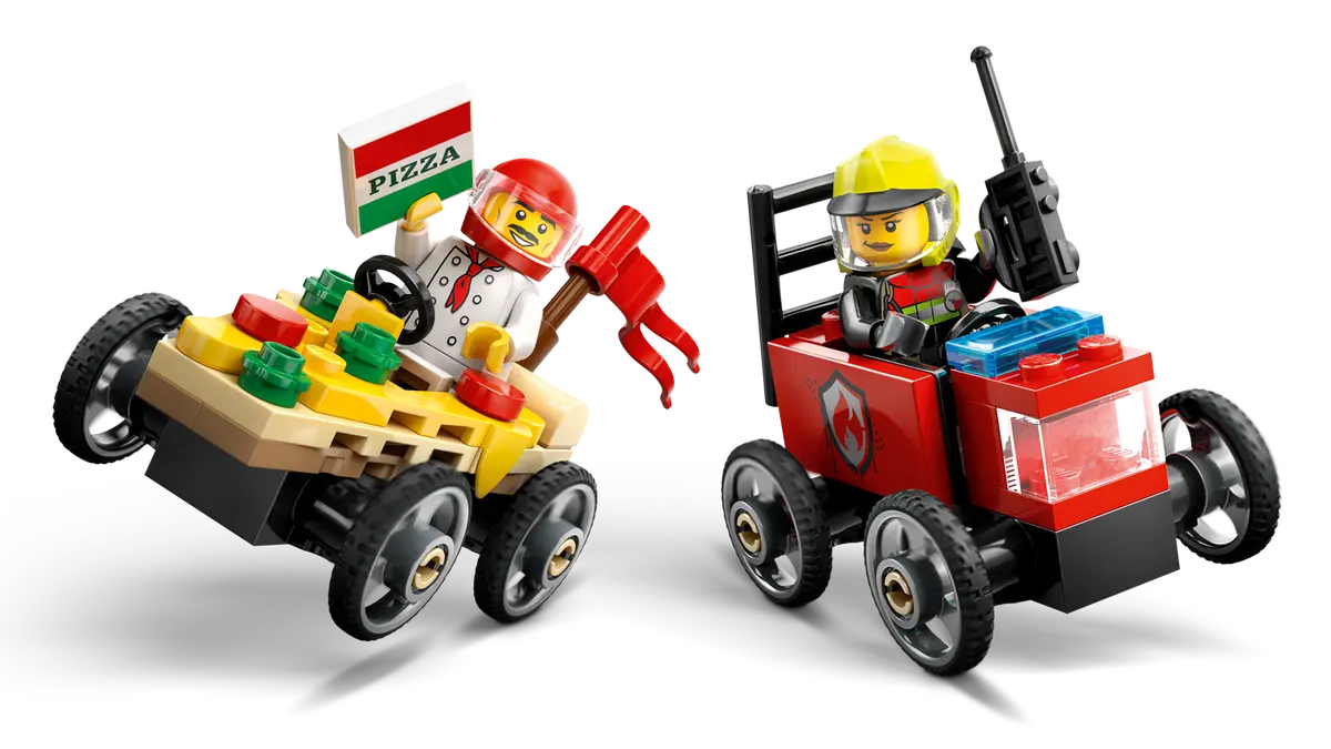 60458 LEGO City - Pack veicoli da corsa: pizzaiolo contro pompiere