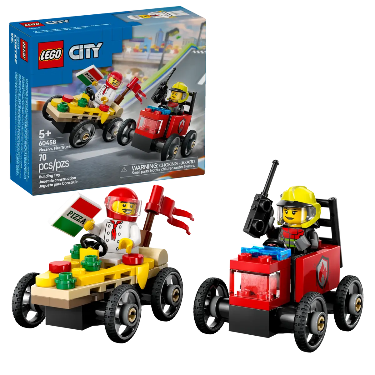 60458 LEGO City - Pack veicoli da corsa: pizzaiolo contro pompiere