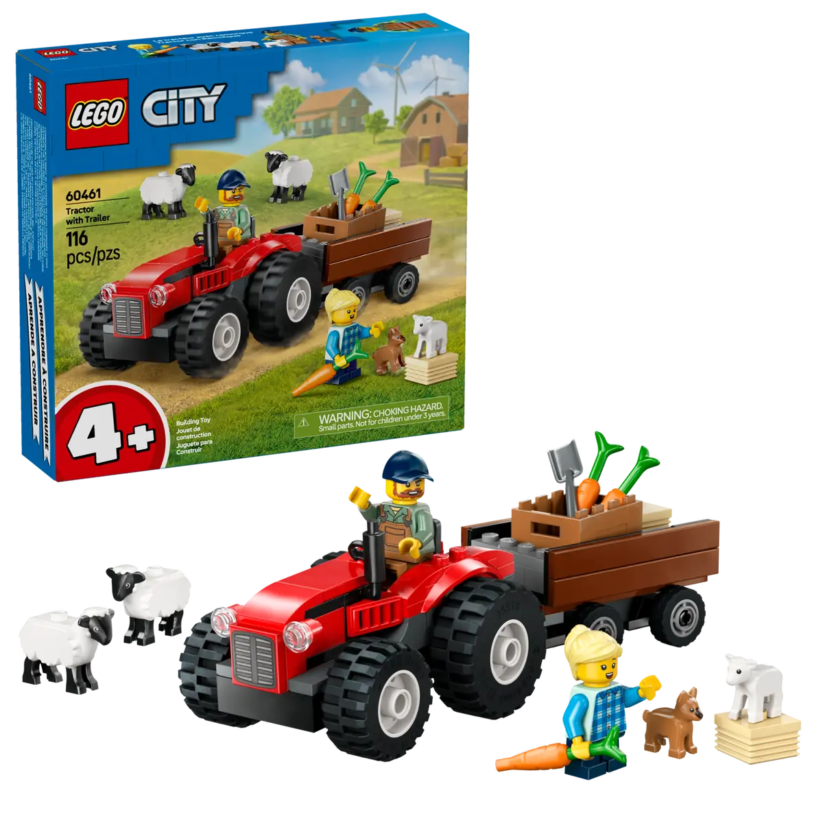 60461 LEGO City - Trattore agricolo rosso con rimorchio e pecore