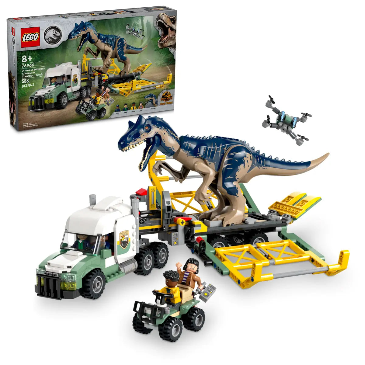 76966 LEGO Jurassic World - Missione dinosauro: camion di trasporto dell’allosauro