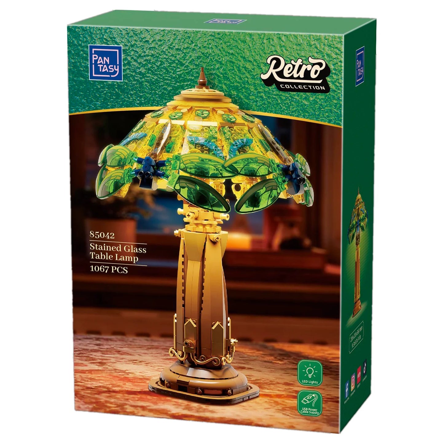 85042 PANTASY Retrò - Lampada da Tavolo in Vetro Tiffany