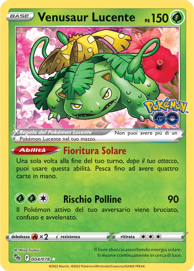 Carta Pokemon - Pokemon GO - 004/078 - VENUSAUR LUCENTE - Italiano