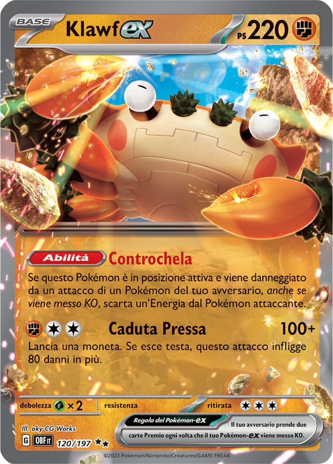 Carta Pokemon - Ossidiana Infuocata - 120/197 - KLAWF EX - Italiano