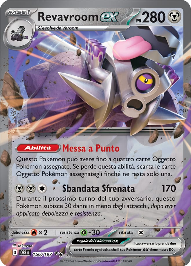 Carta Pokemon - Ossidiana Infuocata - 156/197 - REVAVROOM EX - Italiano
