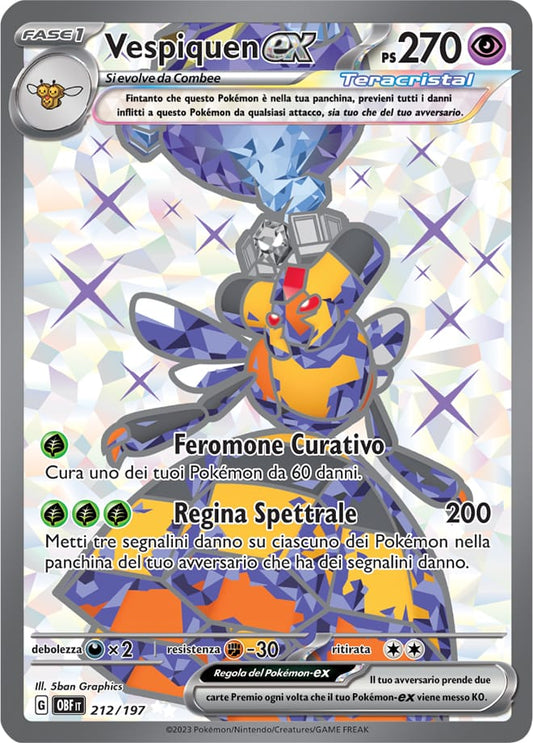 Carta Pokemon - Ossidiana Infuocata - 212/197 - VESPIQUEN EX - Italiano