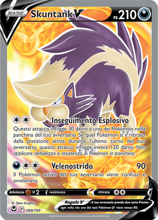 Carta Pokemon - Tempesta Argentata - 180/195 - SKUNTANK V - Italiano