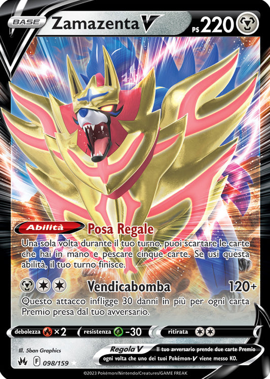 Carta Pokemon - Zenit Regale - 098/159 - ZAMAZENTA V - Italiano