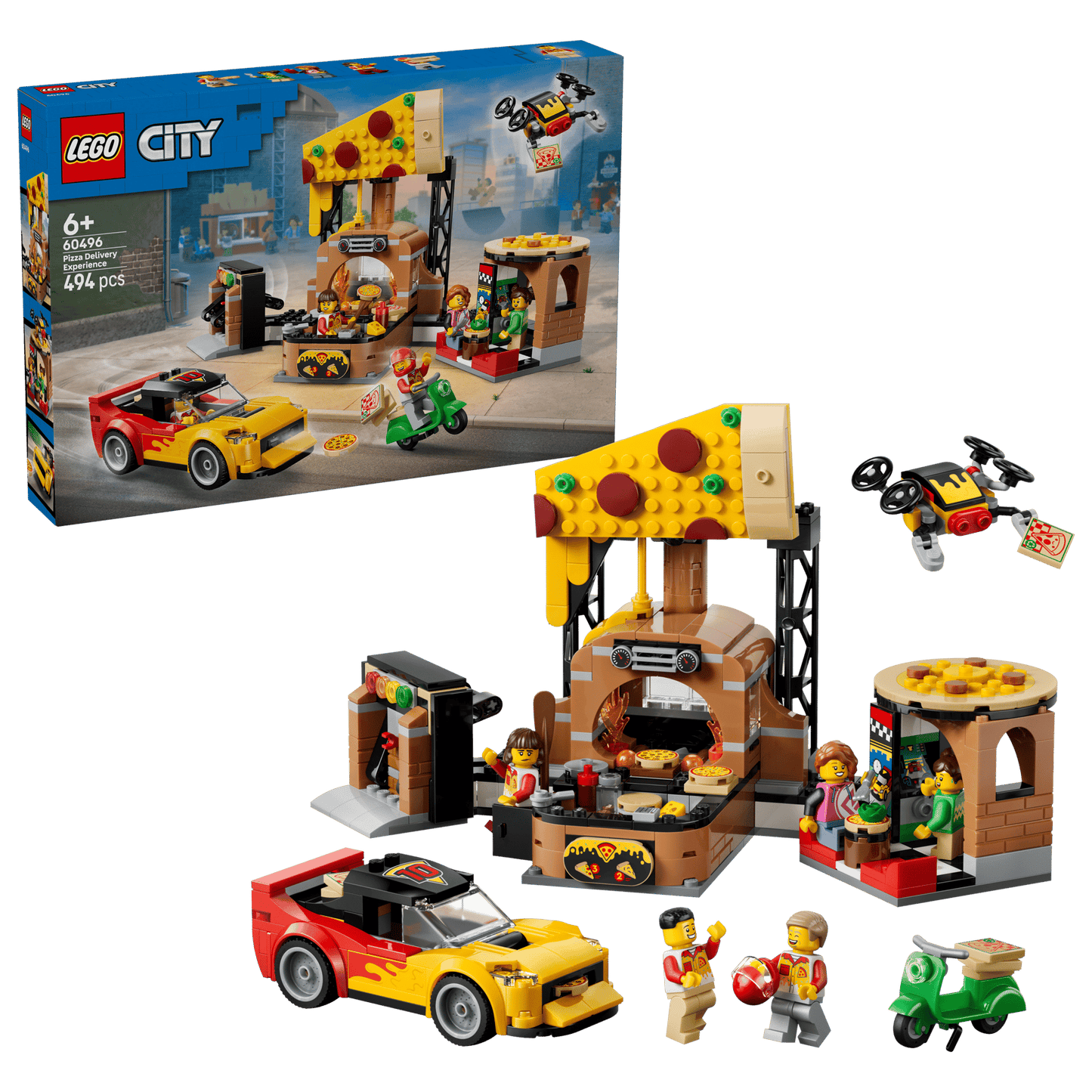 DISPONIBILE DA GIUGNO 2026 - 60496 LEGO City - Centro di consegna pizze con veicoli