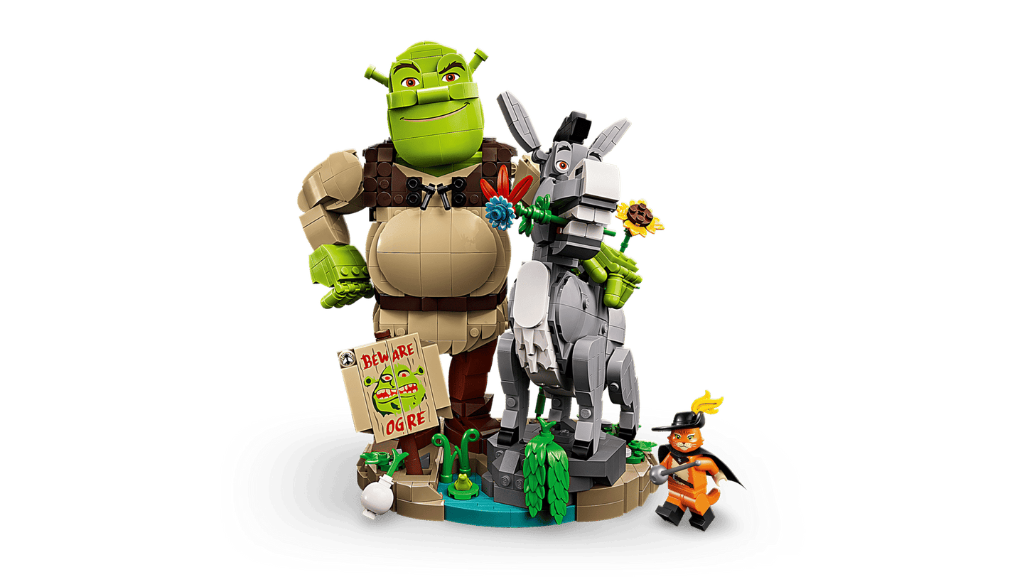 DISPONIBILE DA AGOSTO 2026 - 72423 LEGO Shrek - Shrek, Ciuchino e Gatto con gli Stivali