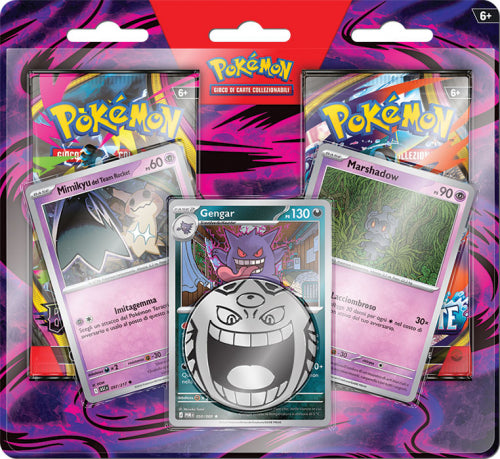 Blister Carte Pokemon - 2 Buste - MEGAEVOLUZIONE - Gengar, Marshadow e Mimikyu - Italiano