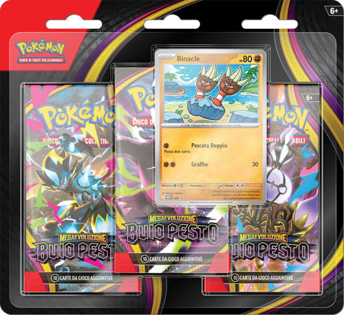 Blister Carte Pokemon - 3 Buste - MEGAEVOLUZIONE - Buio Pesto - Italiano