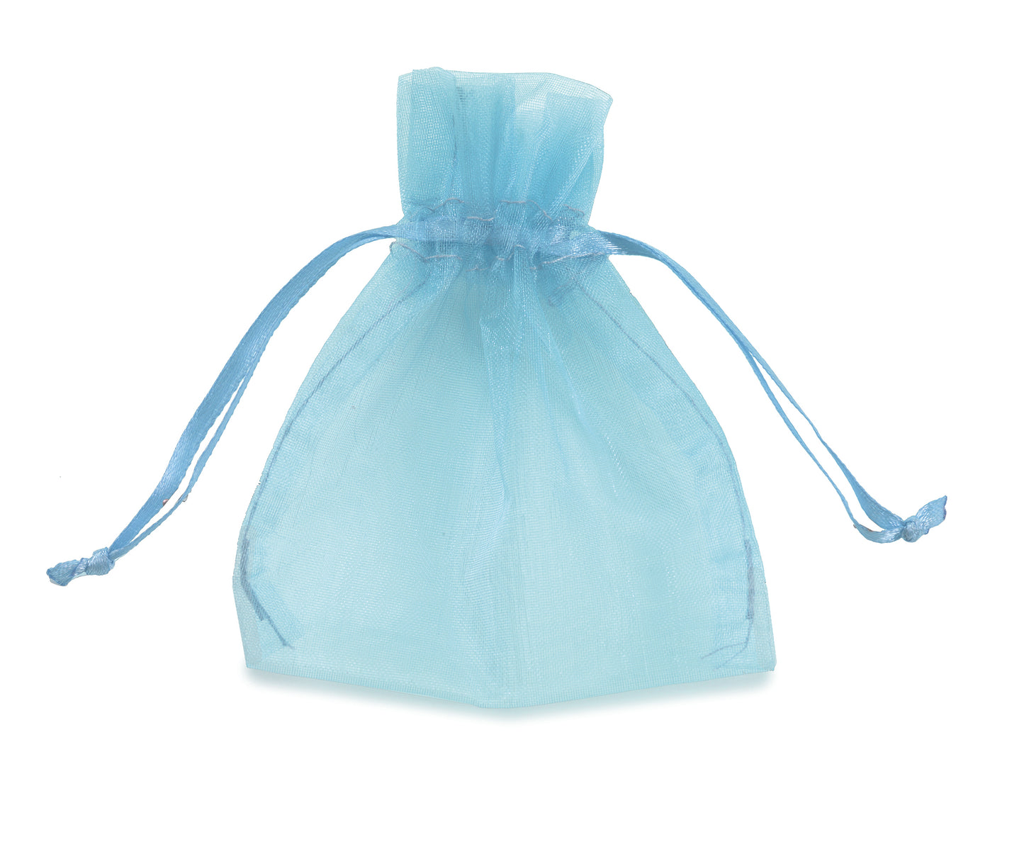 Buste con Laccio in Organza - cm 8.5 x cm 10 - CELESTE - 10 Pz