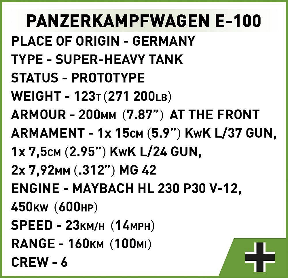 2572 COBI Historical Collection - World War II - Panzerkampfwagen E-100