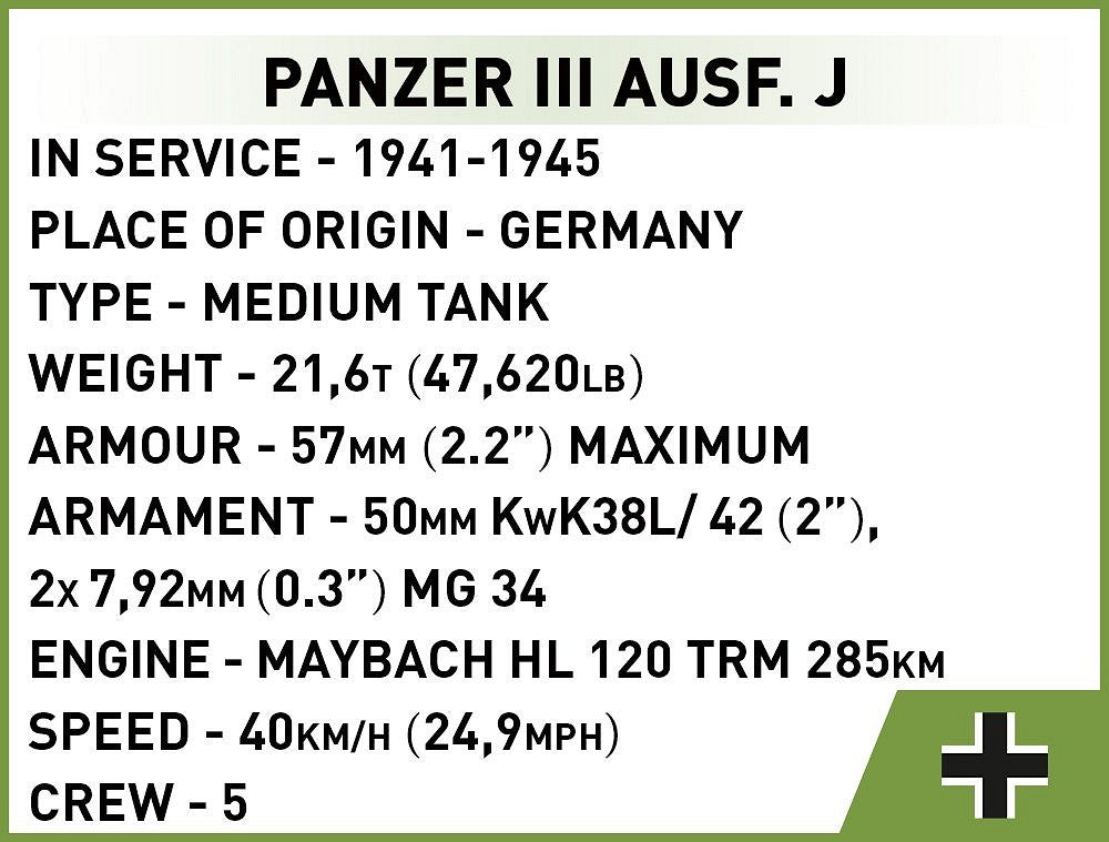 2712 COBI Historical Collection - World War II - Panzer III Ausf. J