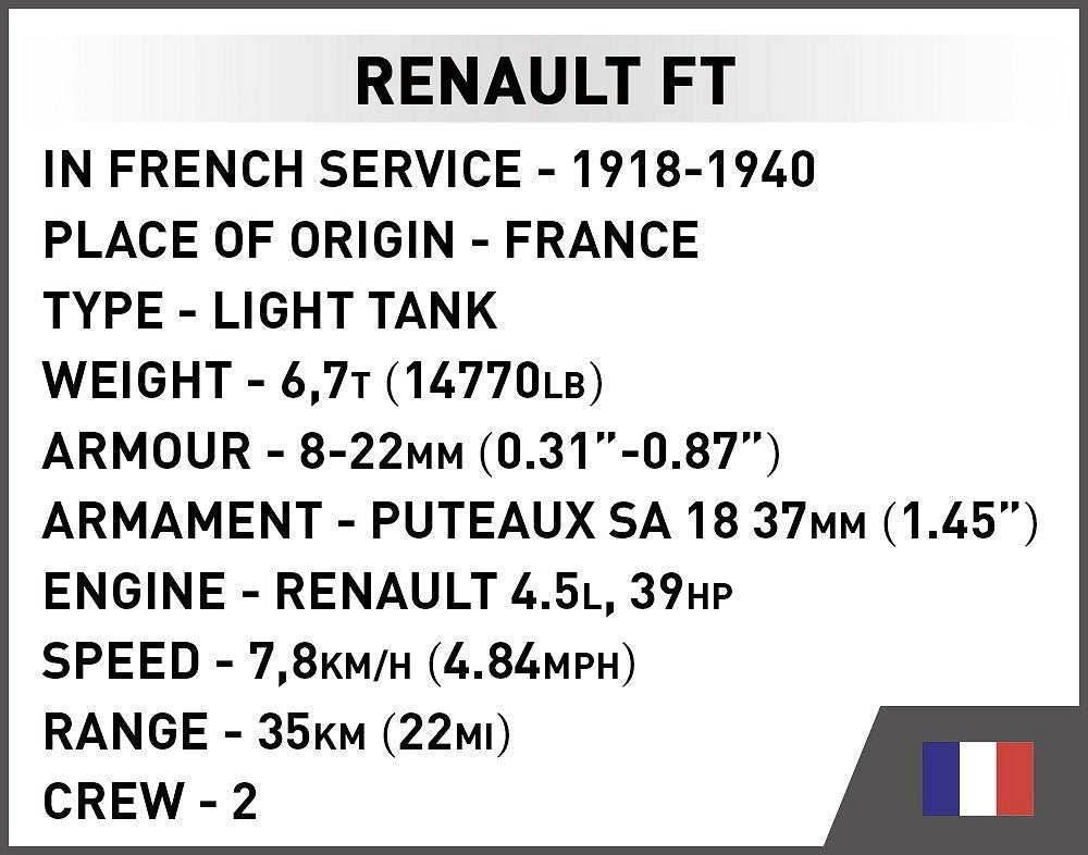 2991 COBI Historical Collection - World War I - Renault FT