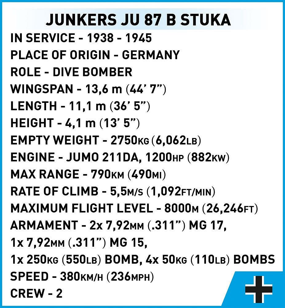 5730 COBI Historical Collection - World War II - Junkers Ju 87B Stuka