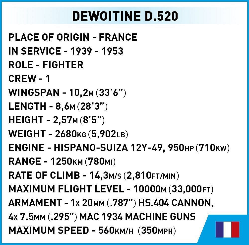 5734 COBI Historical Collection - World War II - Dewoitine D.520