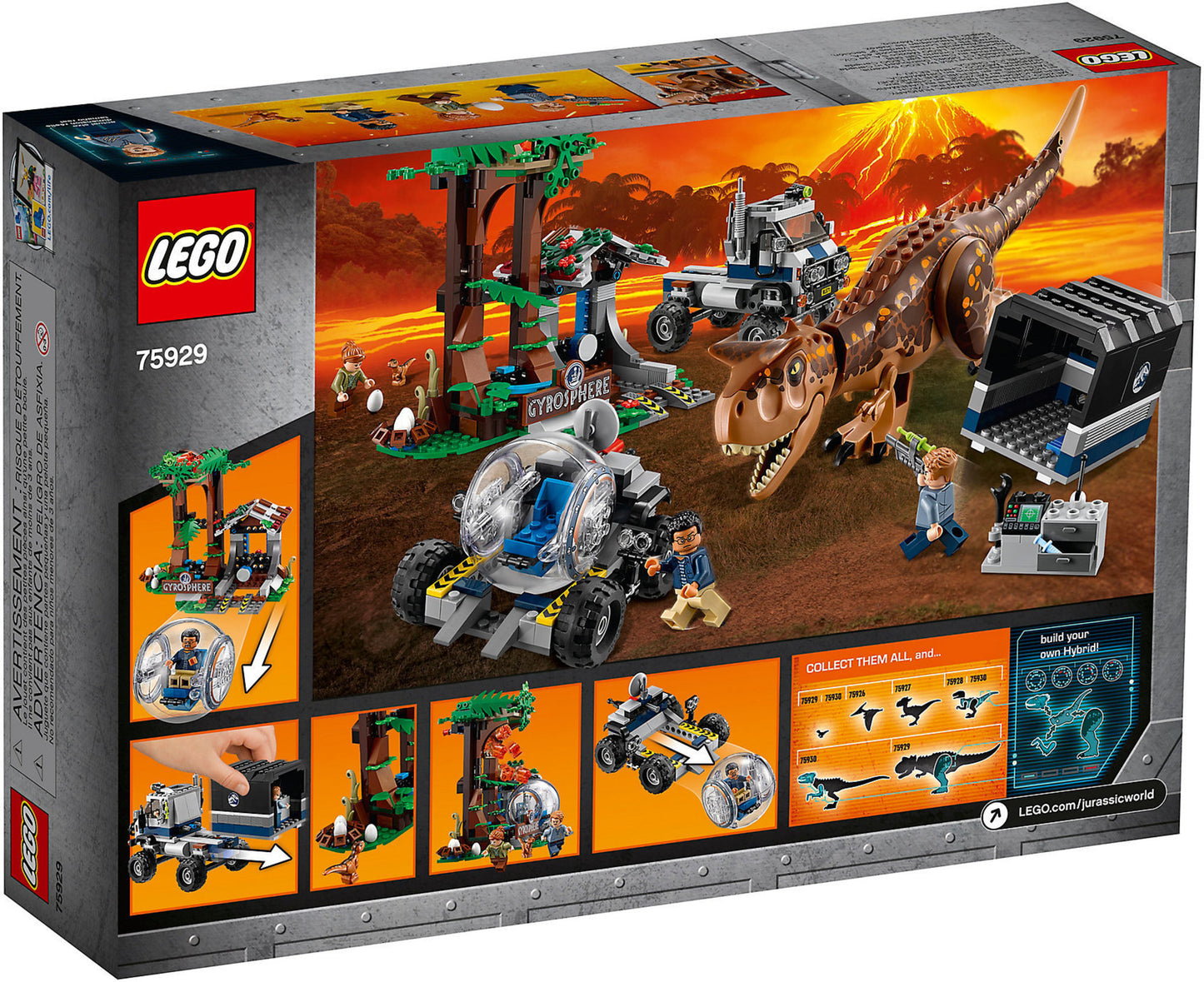 75929 LEGO Jurassic World - Fuga Dal Carnotaurus Sulla Girosfera
