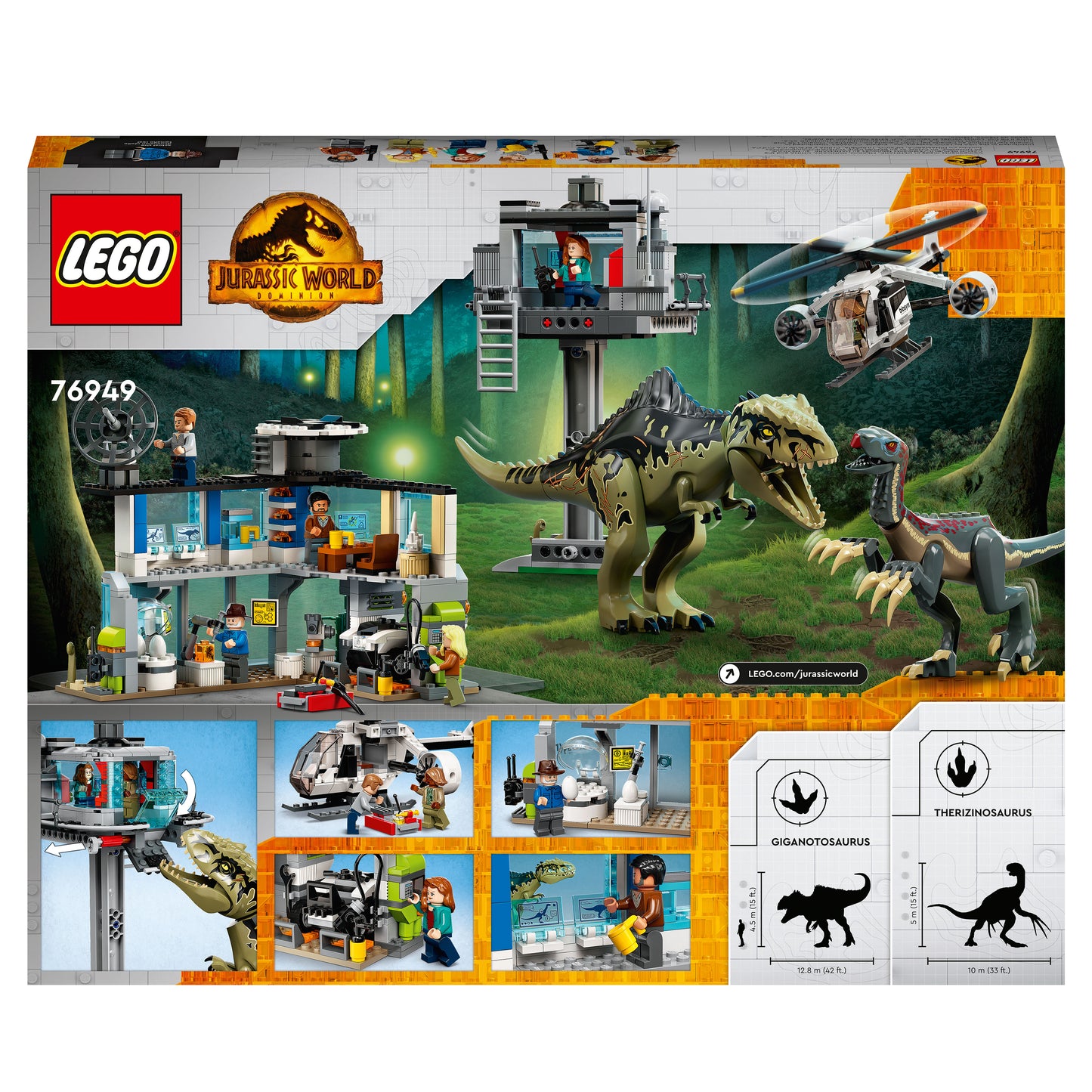 76949 LEGO Jurassic World - L’attacco del Giganotosauro e del Terizinosauro
