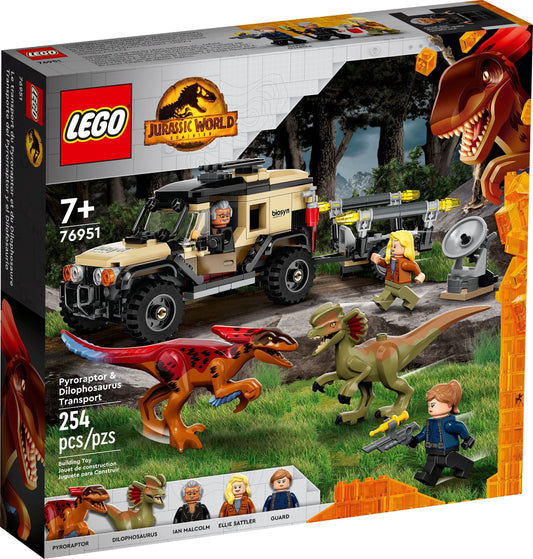 76951 LEGO Jurassic World - Trasporto del Piroraptor e del Dilofosauro