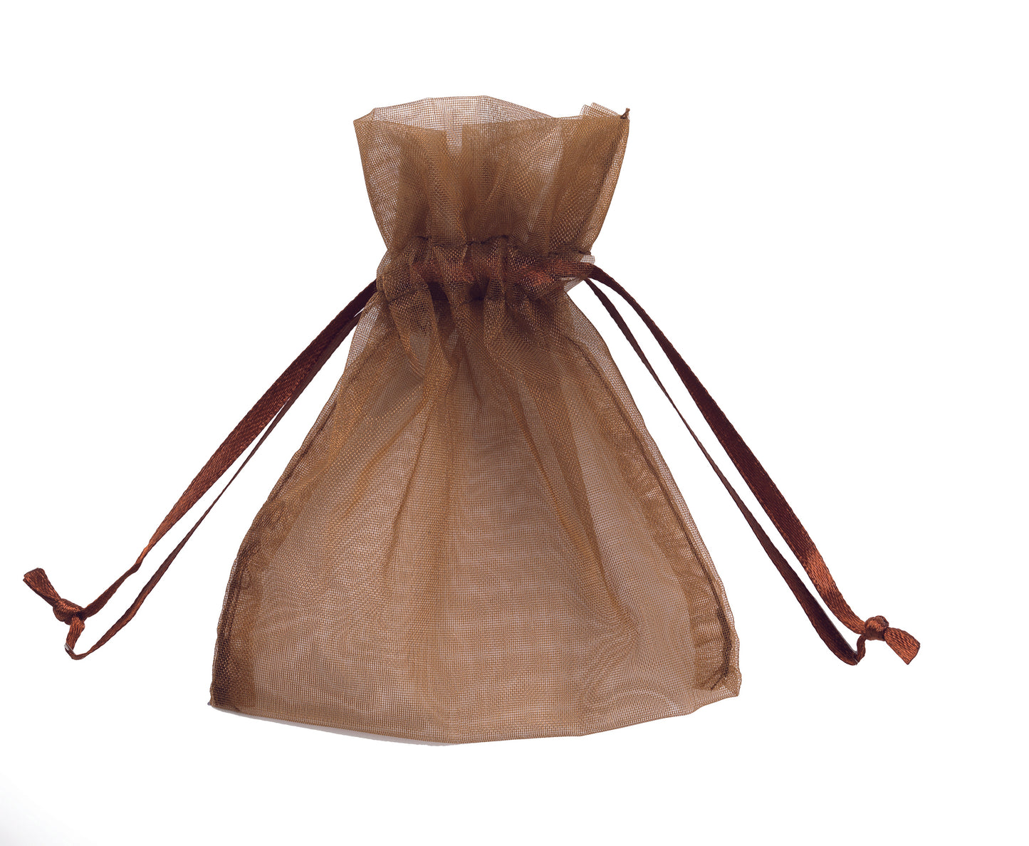 Buste con Laccio in Organza - cm 8.5 x cm 10 - CIOCCOLATO - 10 Pz