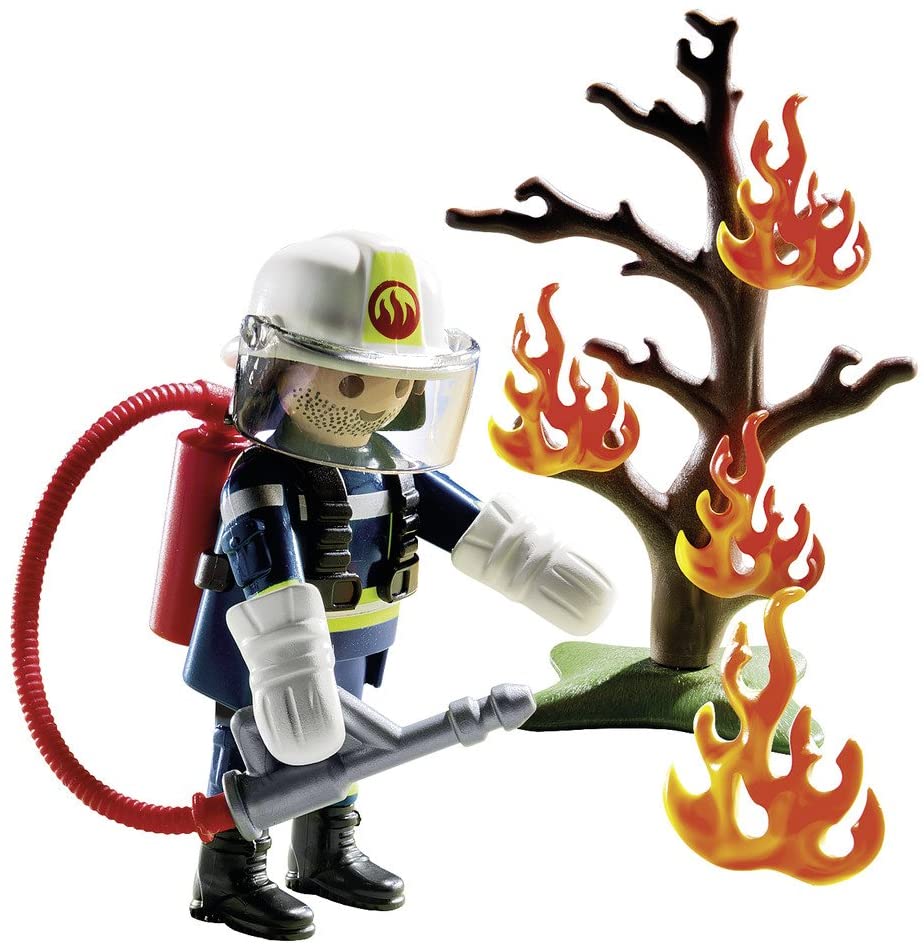 9093 PLAYMOBIL Pompiere con Albero in Fiamme